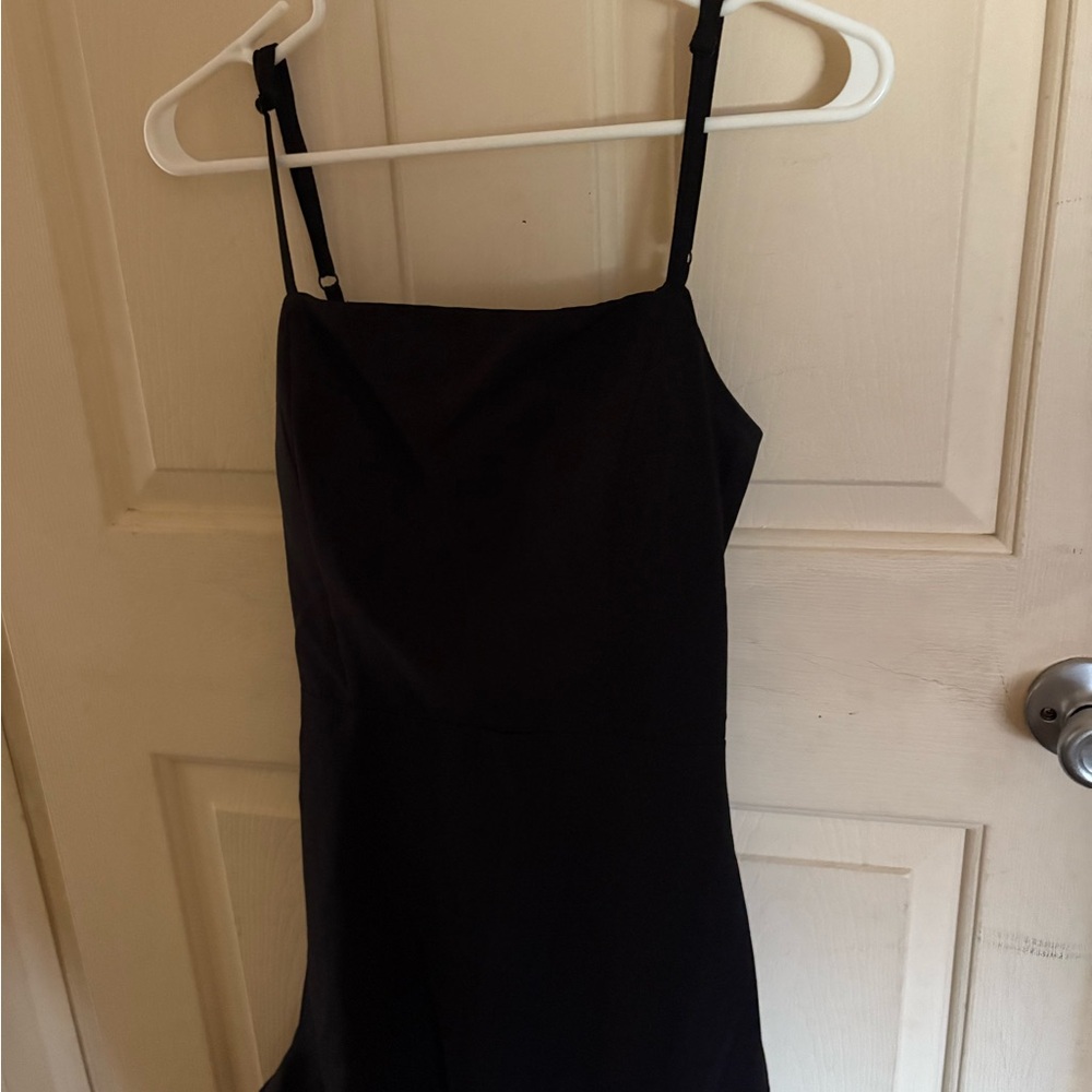 Black Sleeveless Spaghetti Strap Slip Dress